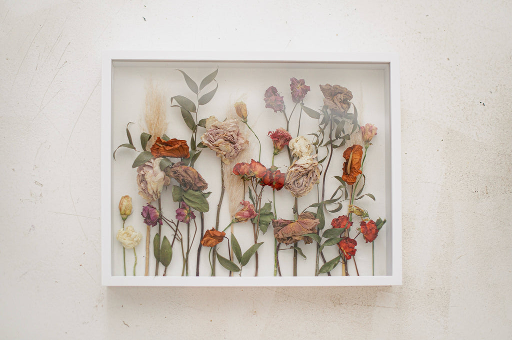 Already dried flower shadow box