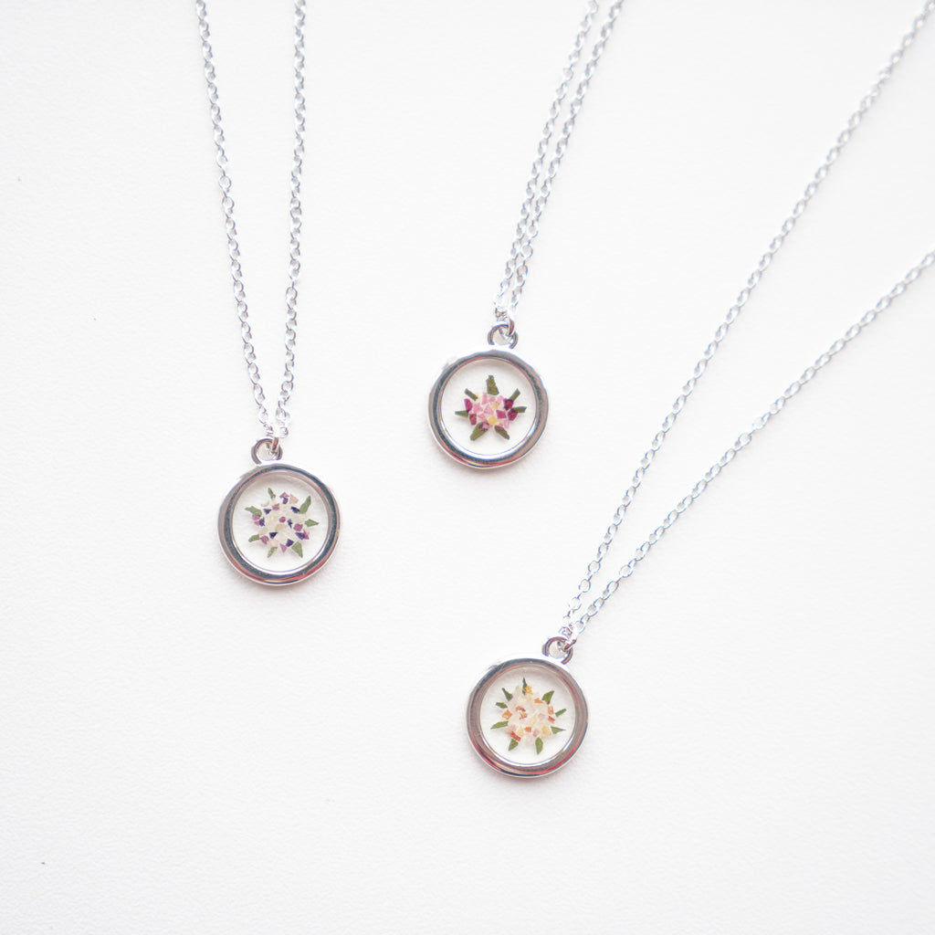 Pressed Floral Necklace - preserve flowers into necklaces that are sentimental