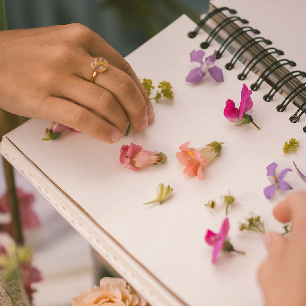 Gray Pressed Floral Journal