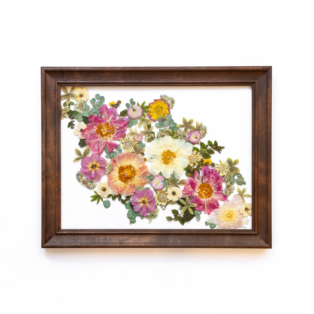 wedding bouquet framed in a luxury hard wood frame