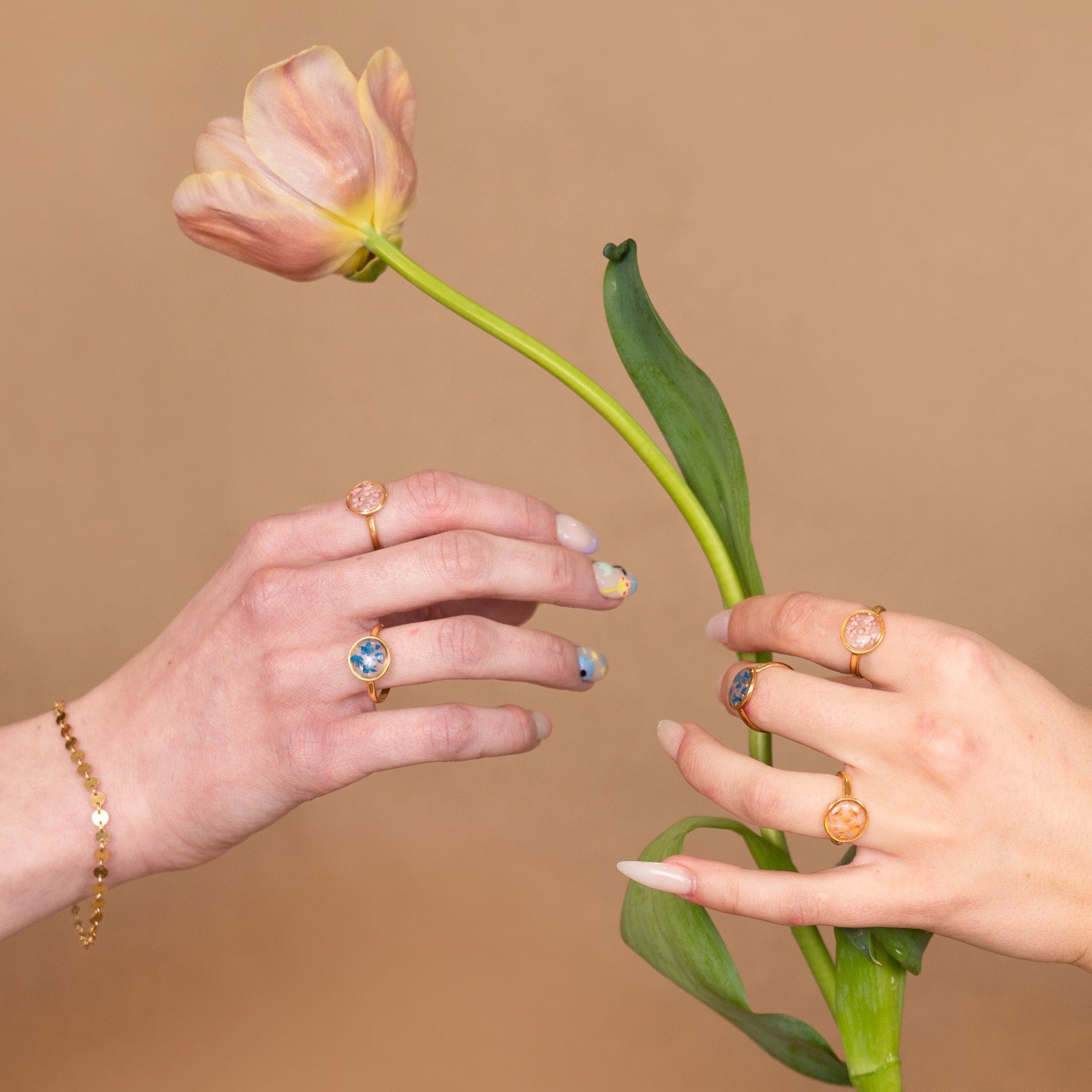 Rosy Brown Birth Flower Ring